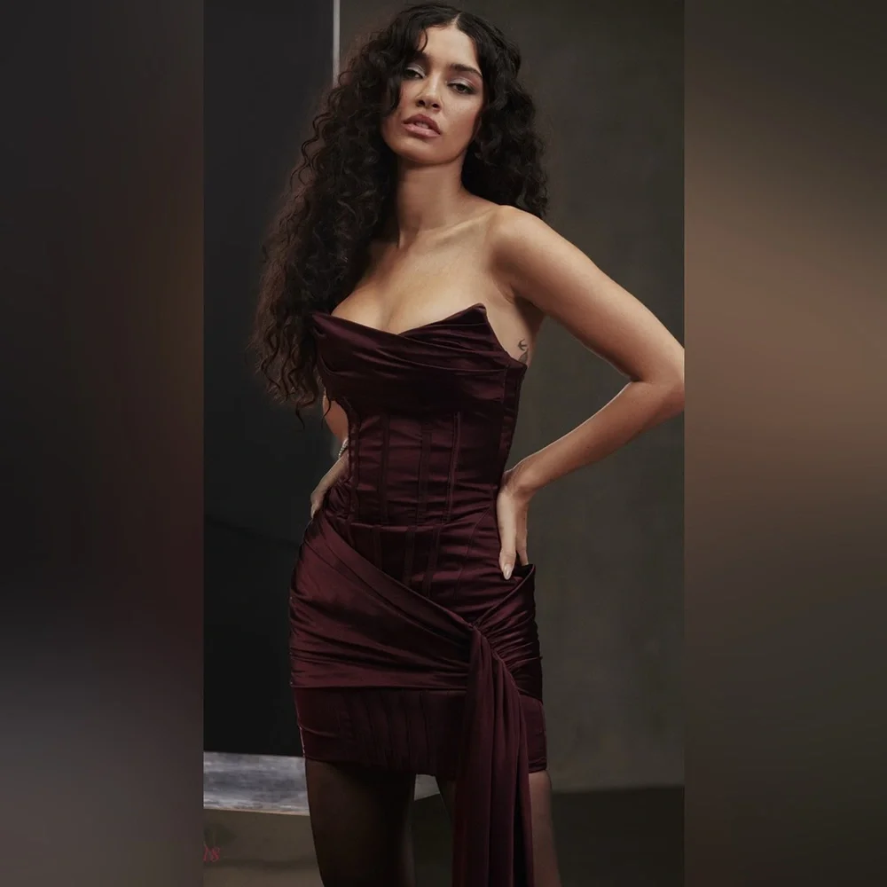 House of CB Loubella Mulberry Strapless Corset Dress (Size Medium) - Picture 11 of 14